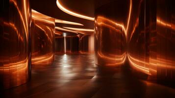 AI generated Empty futuristic tunnel. Technology Design. photo
