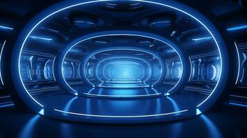 AI generated Empty futuristic tunnel. Technology Design. photo