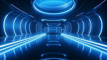 AI generated Empty futuristic tunnel. Technology Design. photo