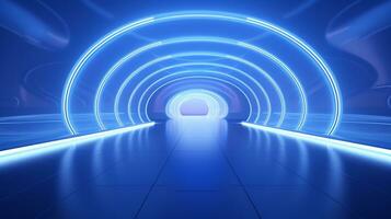 AI generated Empty futuristic tunnel. Technology Design. photo