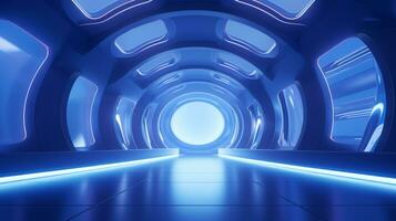 AI generated Empty futuristic tunnel. Technology Design. photo
