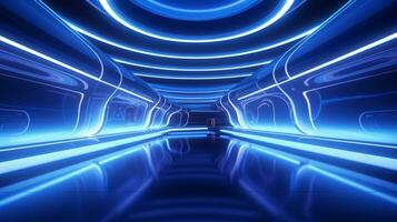 AI generated Empty futuristic tunnel. Technology Design. photo