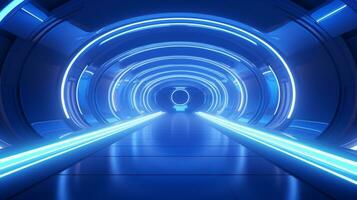 AI generated Empty futuristic tunnel. Technology Design. photo