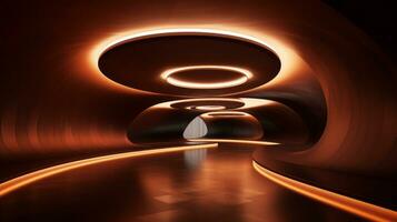 AI generated Empty futuristic tunnel. Technology Design. photo