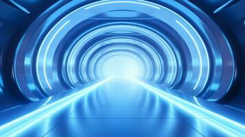 AI generated Empty futuristic tunnel. Technology Design. photo