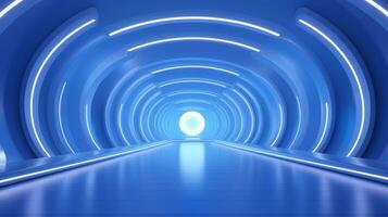 AI generated Empty futuristic tunnel. Technology Design. photo