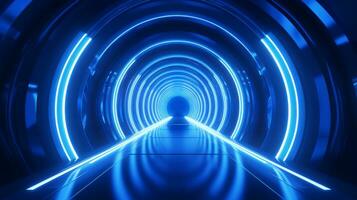 AI generated Empty futuristic tunnel. Technology Design. photo