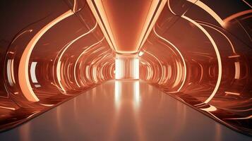 AI generated Empty futuristic tunnel. Technology Design. photo