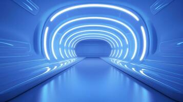 AI generated Empty futuristic tunnel. Technology Design. photo