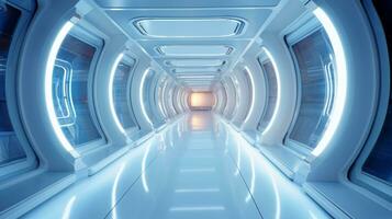 AI generated Empty futuristic tunnel. Technology Design. photo