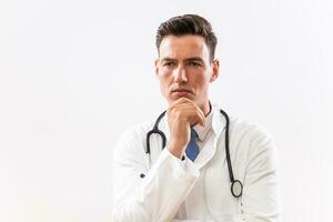 Image of worried doctor thinking photo