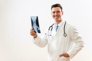 Portrait of doctor doctor holding x ray image photo