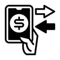 Money transfer glyph icon vector