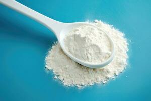 Measuring spoon for milk whey protein. AI Generated photo