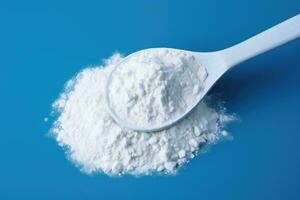 Measuring spoon for milk whey protein. AI Generated photo
