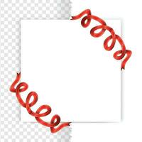 Red tag with corner ribbon, empty page template frame isolated on background vector