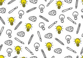 Doodle idea and creativity light bulb and brain outline icon seamless pattern backdrop. vector background pattern for study, education or school design project