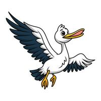 Cute stork cartoon on white background vector