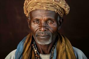 vistoso retrato de africano hombre , ai generado foto
