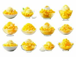AI generated mango shaved ice collection isolated on white background photo