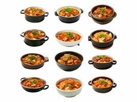 AI generated Kimchi stew collection isolated on white background photo