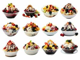 AI generated Bingsu collection isolated on white background photo