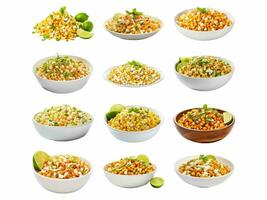 AI generated Esquites collection isolated on white background with AI generated. photo