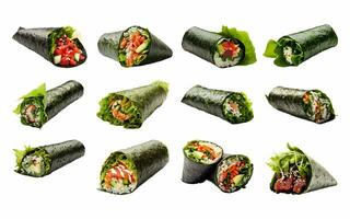 AI generated Temaki collection isolated on white background photo