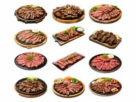 AI generated Yakiniku collection isolated on white background photo