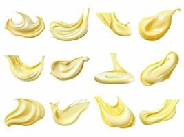 AI generated Mayonnaise drop collection isolated on white background photo