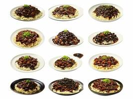 AI generated Jajangmyeon collection isolated on white background photo