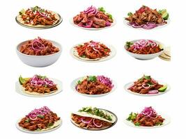 AI generated Cochinita Pibil collection isolated on white background photo