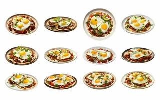 AI generated Huevos rancheros collection isolated on white background photo