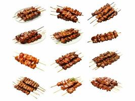 ai generado yakitori colección aislado en blanco antecedentes foto