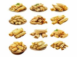 AI generated Tamale collection isolated on white background photo