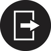 Logout icon in a circle . Exit icon vector isolated on white background