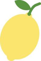 Lemon icon . Yellow lemon with a leaf icon isolated on white background . Vector illustration