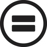 Equal icon . Equation sign in a circle isolated on white background vector
