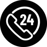 Twenty four hours service icon . 24 call center icon vector . 24 hours icon