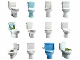 AI generated Toilet bowl collection isolated on white background photo