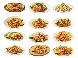 AI generated pad thai collection isolated on white background photo