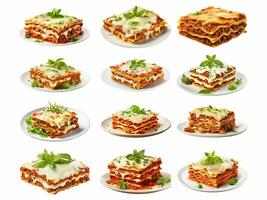 AI generated Lasagna collection isolated on white background photo