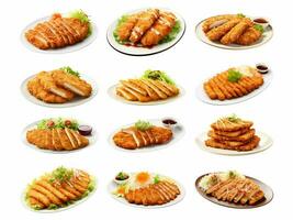 AI generated Tonkatsu collection isolated on white background photo