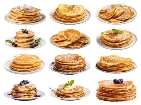 AI generated Pancake collection isolated on white background photo