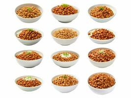 AI generated Natto collection isolated on white background photo