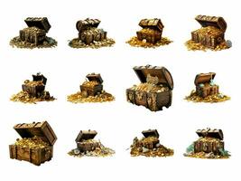 Treasure collection isolated on white background with AI generated. photo