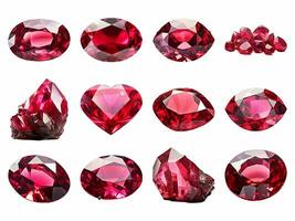 Ruby collection isolated on white background with AI generated. photo