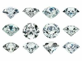 Diamond collection isolated on white background with AI generated. photo