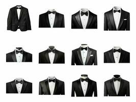 Tuxedo collection isolated on white background with AI generated. photo