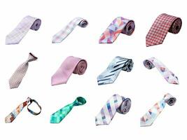 Necktie collection isolated on white background with AI generated. photo